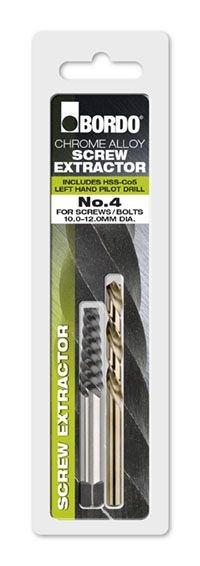 BORDO SCREW EXTRACTOR #4 + DRILL ( CARDED - PACK OF 1) 